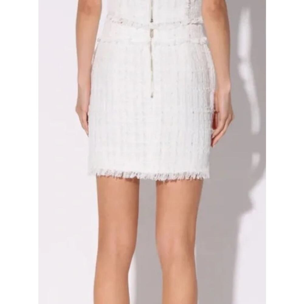 Walter Baker Daphne Tweed Mini Skirt Gold Button Fringe Angelic White NWT - Picture 3 of 10